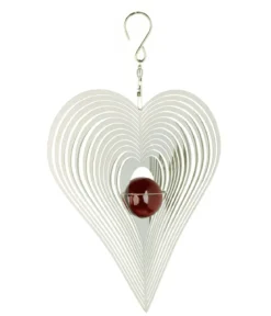 NATURE'S MELODY Windspiel Cosmo Herz, 18,5 x 4,5 x 27 cm, silber/rot