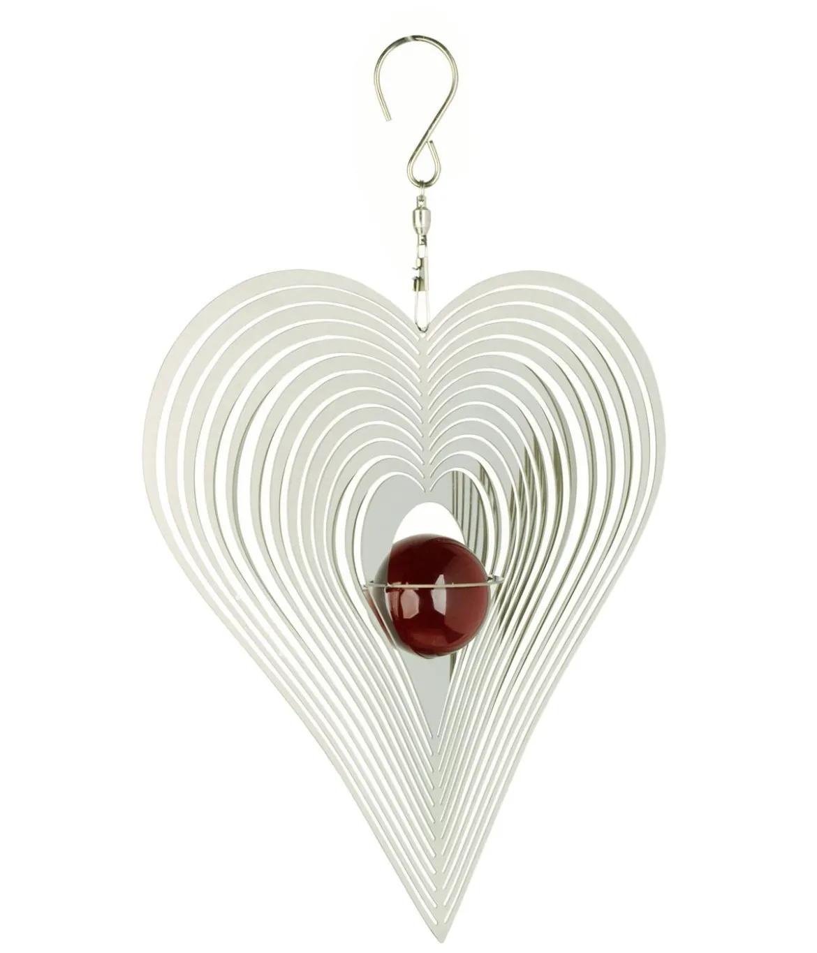 NATURE'S MELODY Windspiel Cosmo Herz, 18,5 x 4,5 x 27 cm, silber/rot