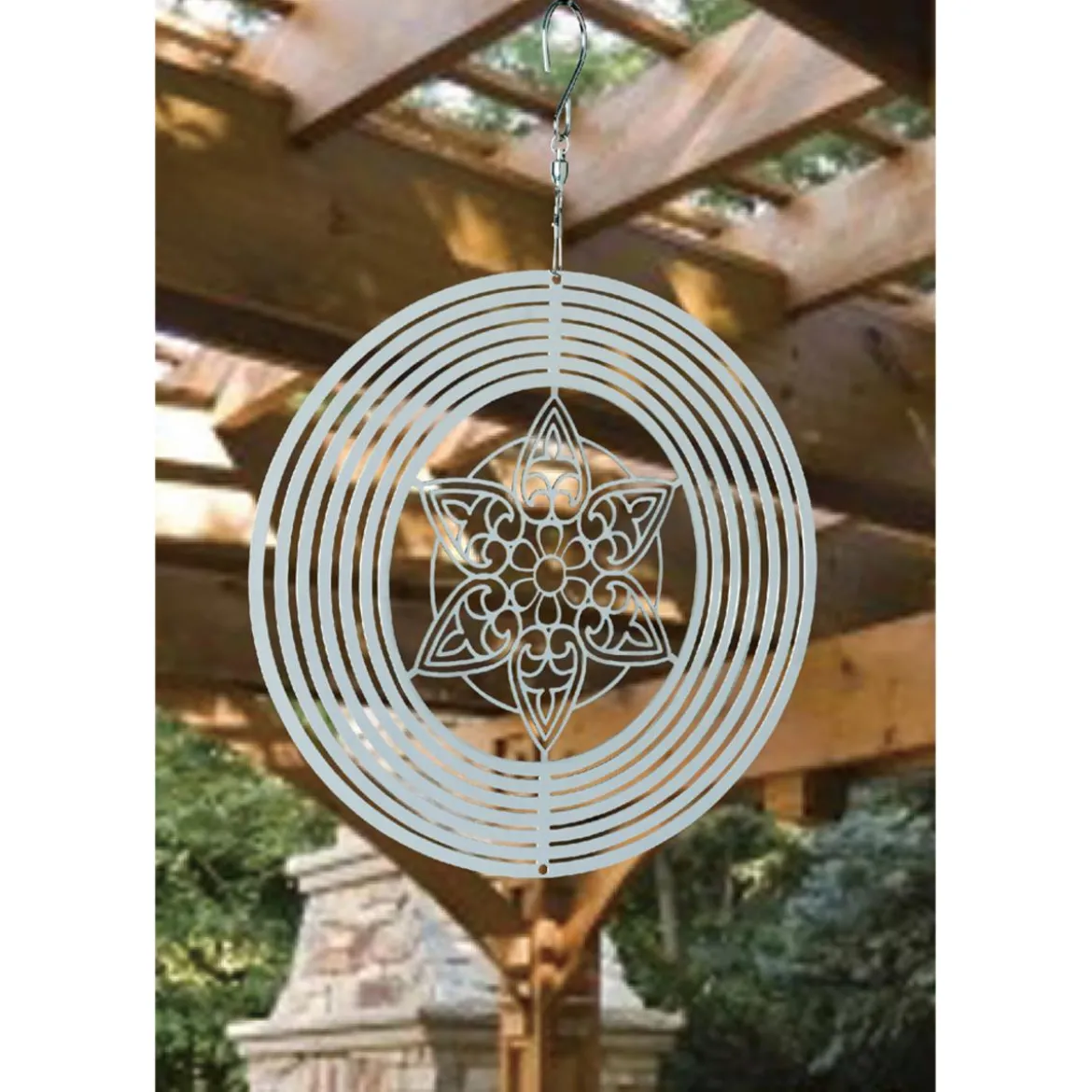 NATURE'S MELODY Windspiel Cosmo Mandala, Ø 20 x 29,3 cm, silber