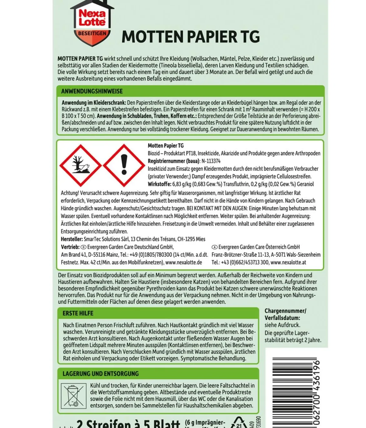 Nexa Lotte® Motten Papier TG, 2 Stk.