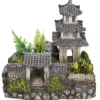 Nobby Aquariumdeko Asiatischer Tempel mit Pflanzen, ca. B18,5/H17/T14,2 cm