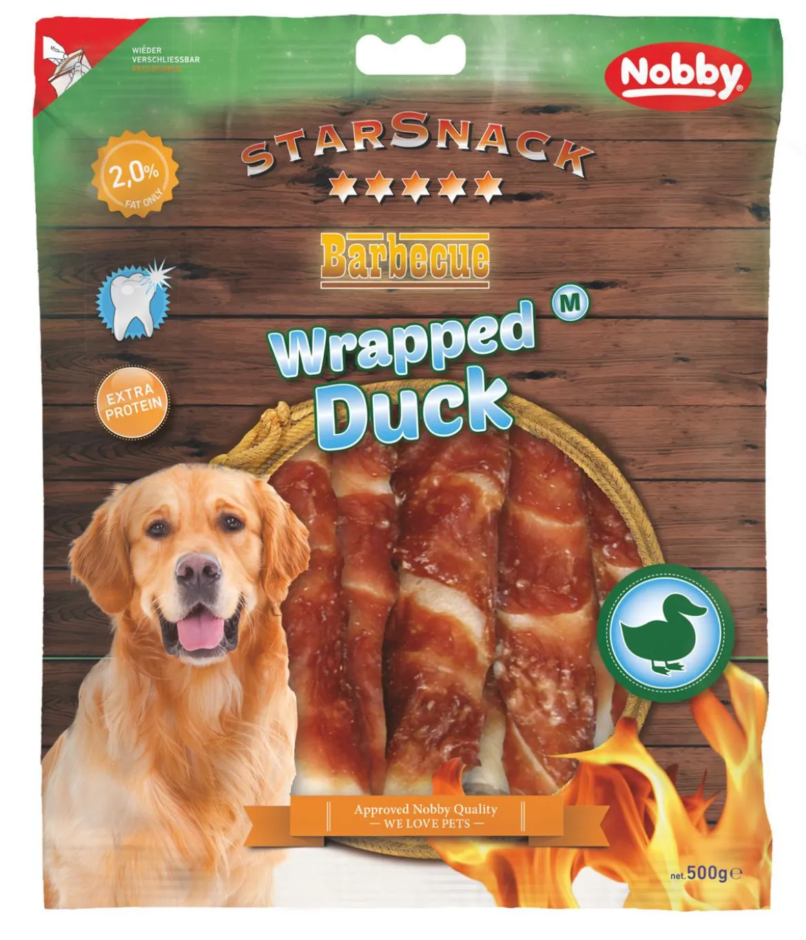 Nobby Hundesnack StarSnack Barbecue Wrapped Duck, M, 500 g