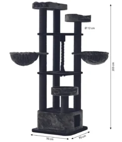 Nobby Kratzbaum Musan, schwarz, dunkelgrau, ca. B70/H203/T70 cm