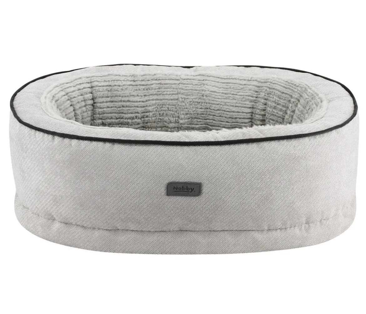 Nobby Orthopädisches Komfortbett Lago, oval, hellgrau, ca. B85/H24/T60 cm