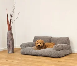 Nobby Plüschsofa Teddy, rechteckig, hellgrau