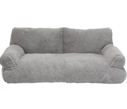 Nobby Plüschsofa Teddy, rechteckig, hellgrau