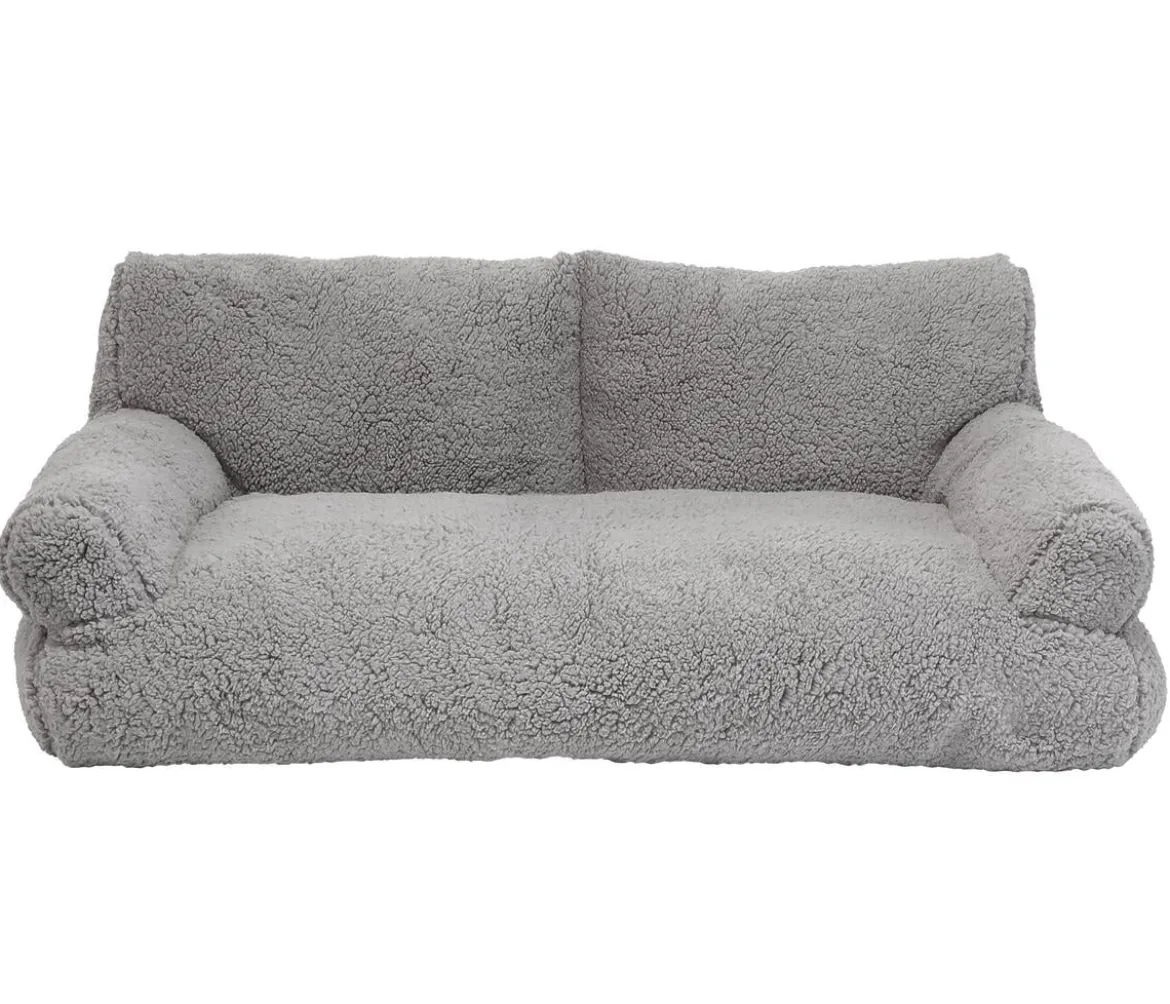 Nobby Plüschsofa Teddy, rechteckig, hellgrau