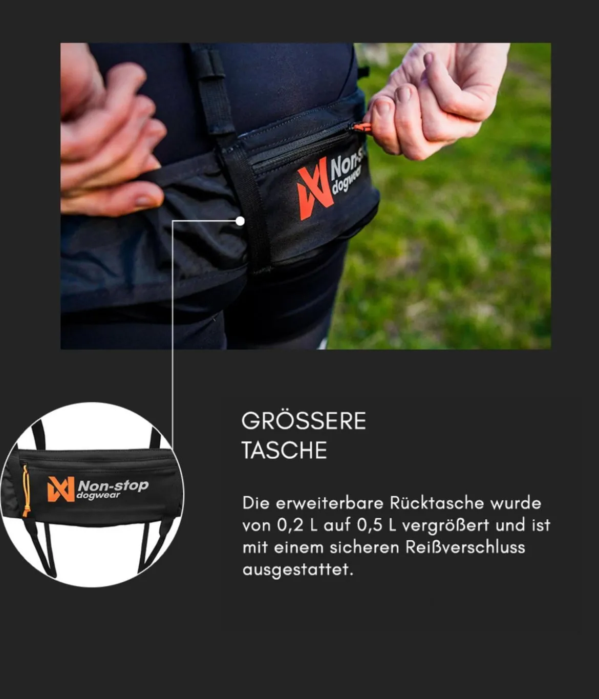 Non-stop dogwear Bauch-Laufgurt CaniX Belt, schwarz