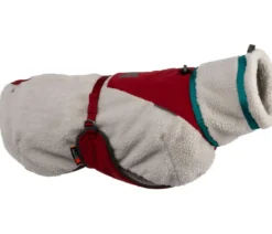 Non-stop dogwear Hunde-Fleecejacke Trekking fleece dog jacket, grau/dunkelrot/türkis