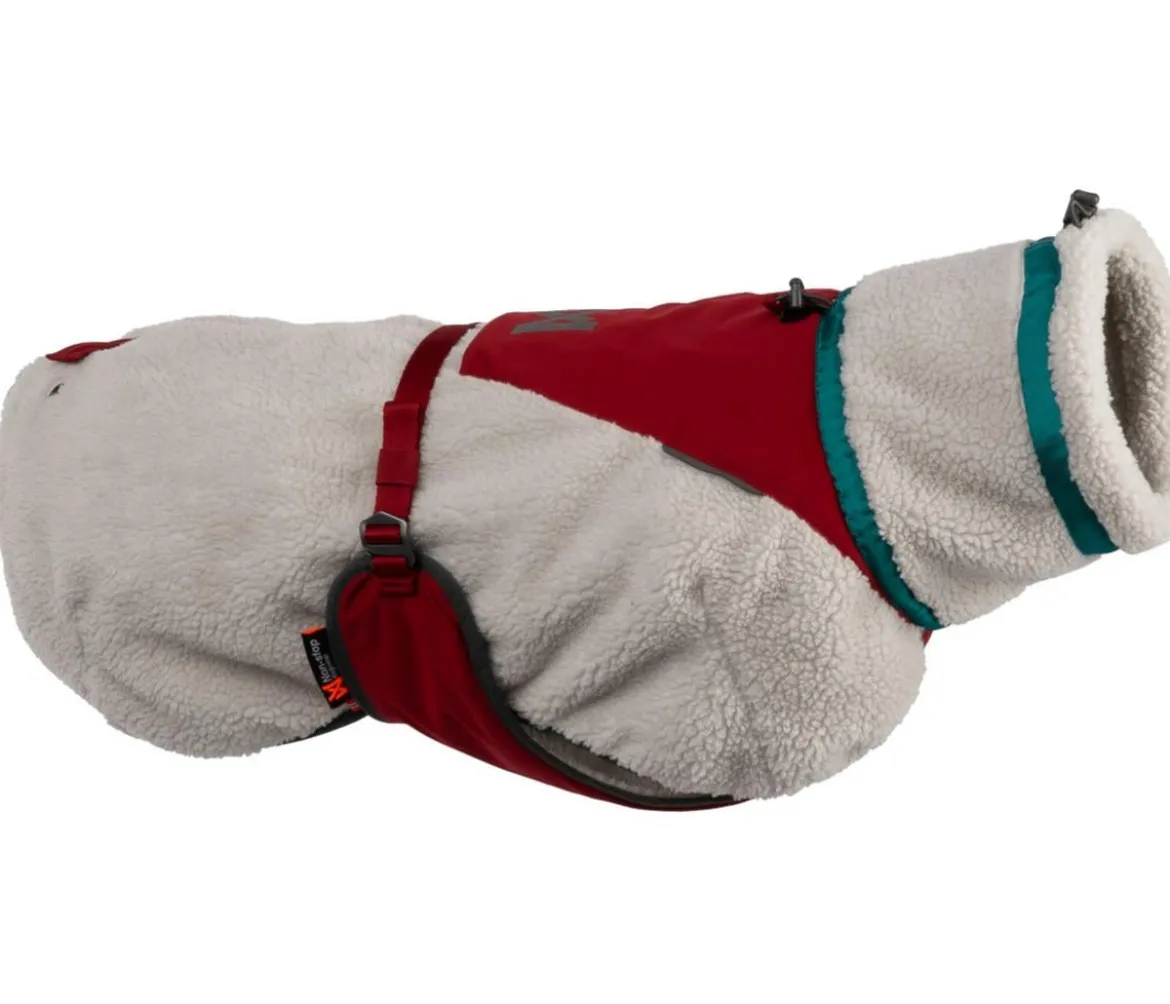 Non-stop dogwear Hunde-Fleecejacke Trekking fleece dog jacket, grau/dunkelrot/türkis