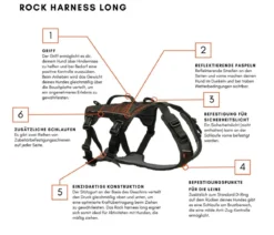 Non-stop dogwear Mehrzweck-Hundegeschirr Rock harness long, schwarz/orange