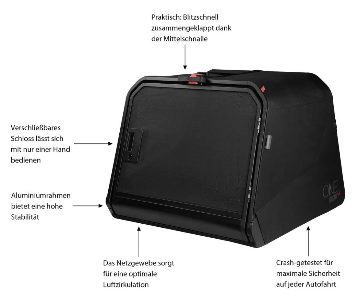 1one1 Origami Hundetransportbox, schwarz, L, ca. B81/H65,8/T81,4 cm