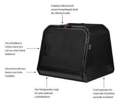 1one1 Origami Hundetransportbox, schwarz, M, ca. B74/H65,8/T71,4 cm