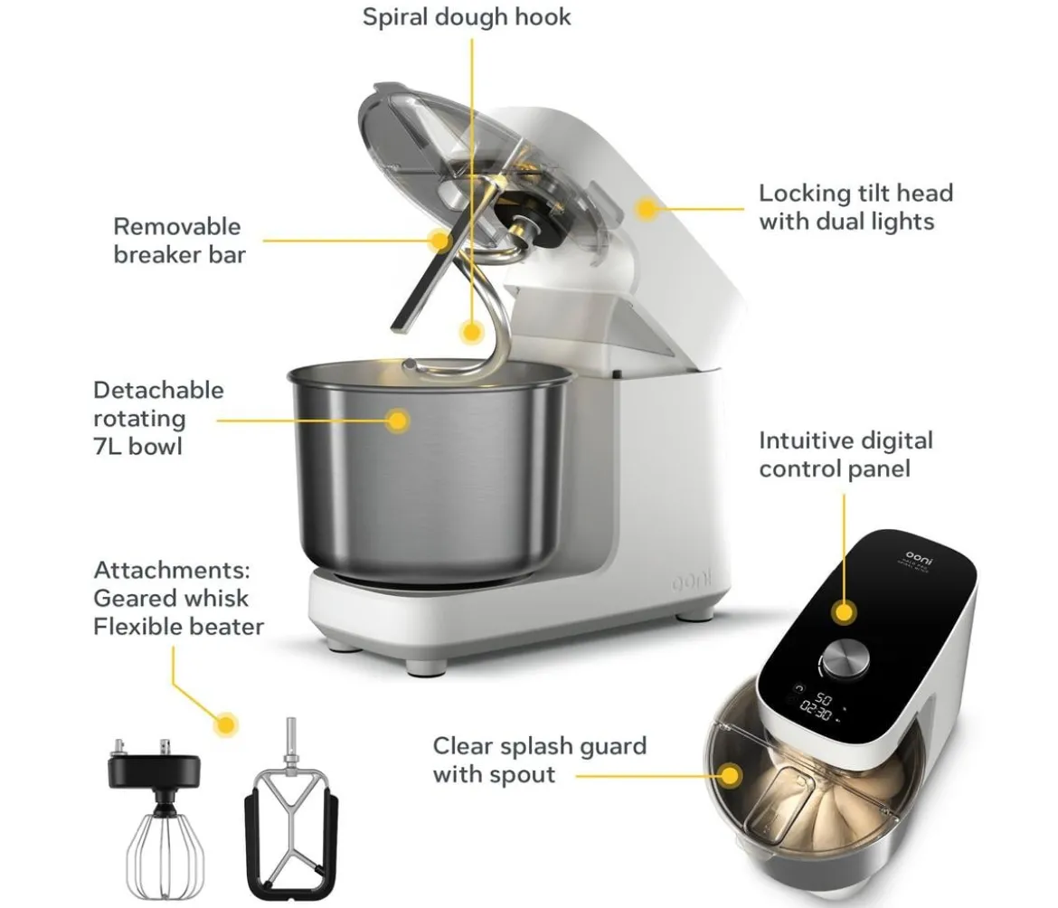 Ooni Halo Pro Spiral Mixer 220V/50Hz, weiß, ca. B25/H34/T44 cm