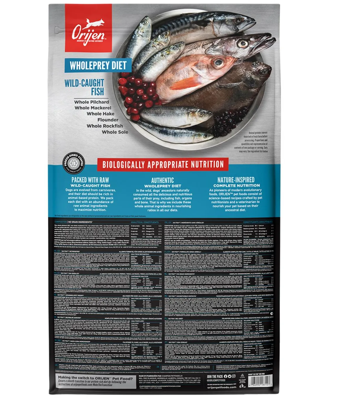 ORIJEN™ Trockenfutter für Hunde Six Fish