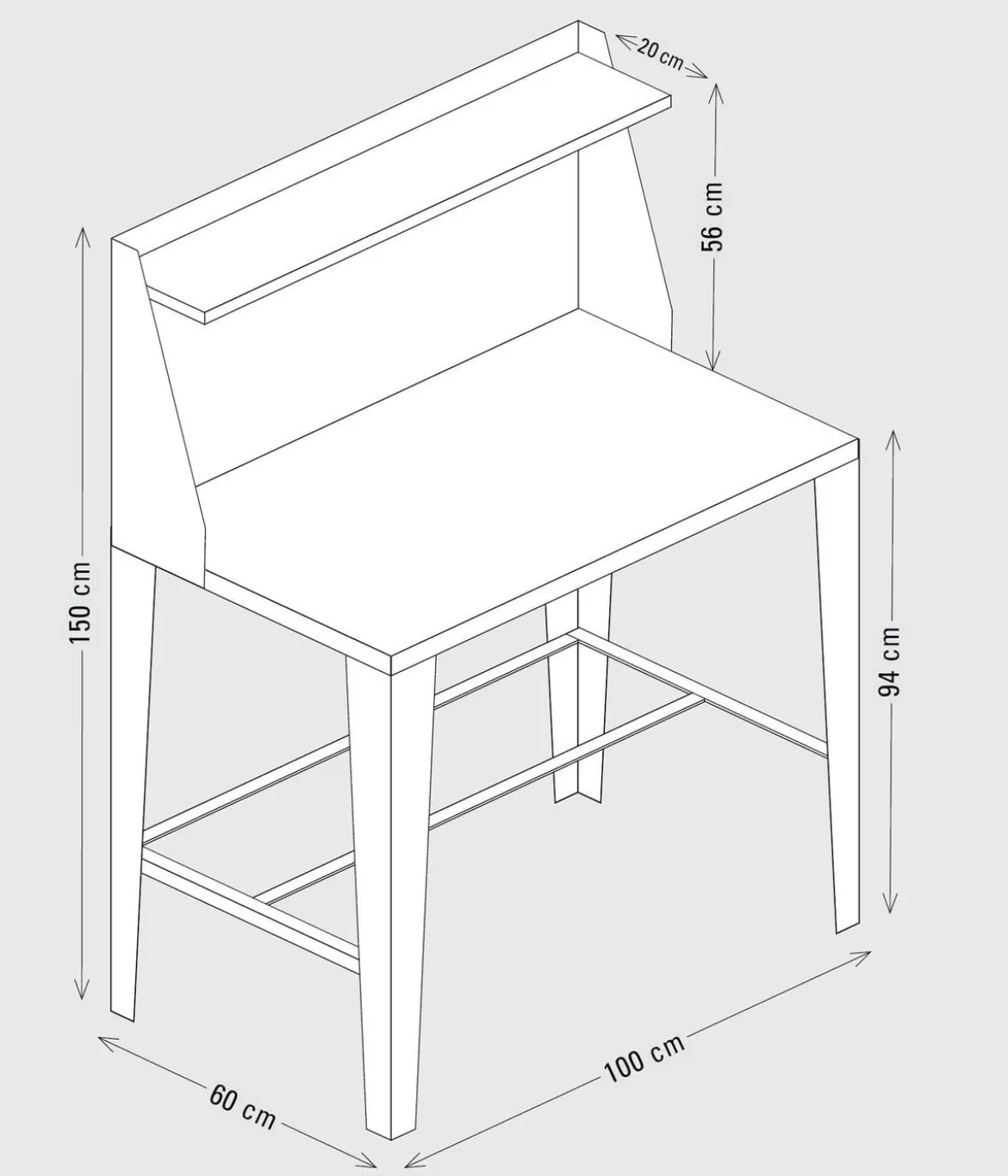 Palatino Cortenstahl-Arbeitstisch "Palatino II" mit Rückwand, ca. B100/H145/T60 cm