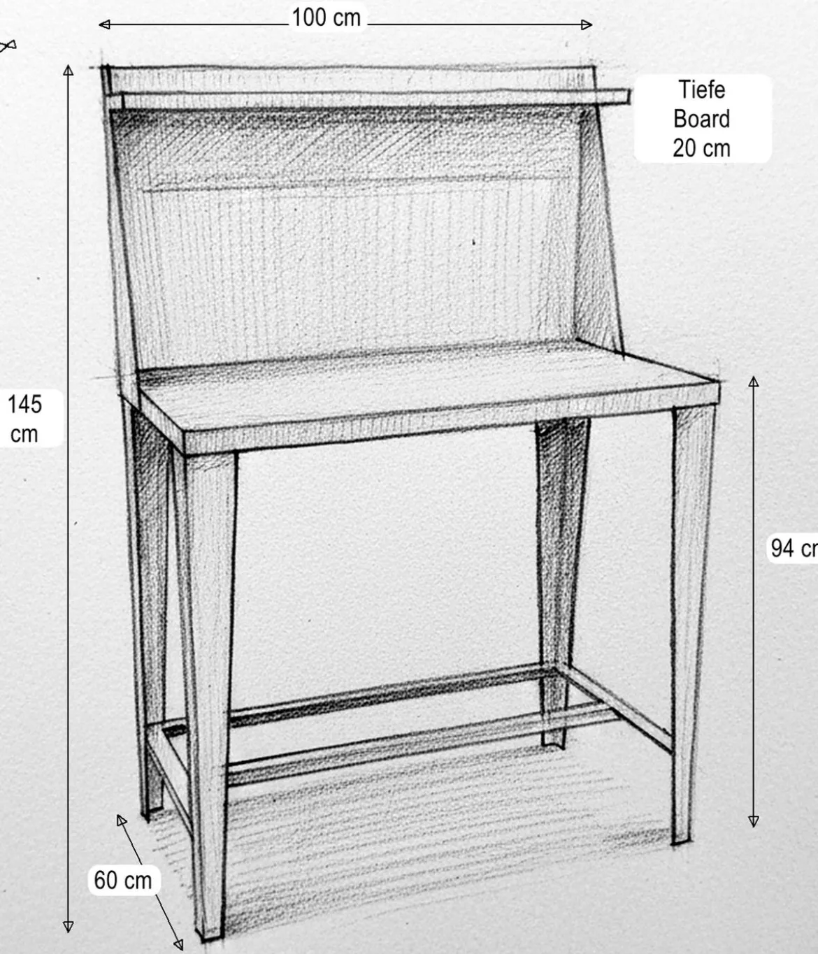 Palatino Cortenstahl-Arbeitstisch "Palatino II" mit Rückwand, ca. B100/H145/T60 cm