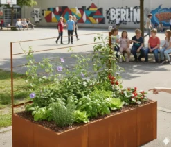 Palatino Cortenstahl-Pflanzgefäß Urban mit Rankhilfe, rechteckig, braun, ca. B200/H183/T100 cm