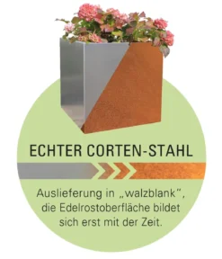 Palatino Cortenstahl-Pflanzgefäß Urban mit Rankhilfe, rechteckig, braun, ca. B200/H183/T100 cm