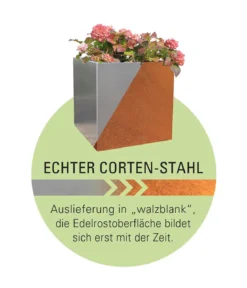 Palatino Cortenstahl-Pflanzgefäß Lotte, rechteckig, braun