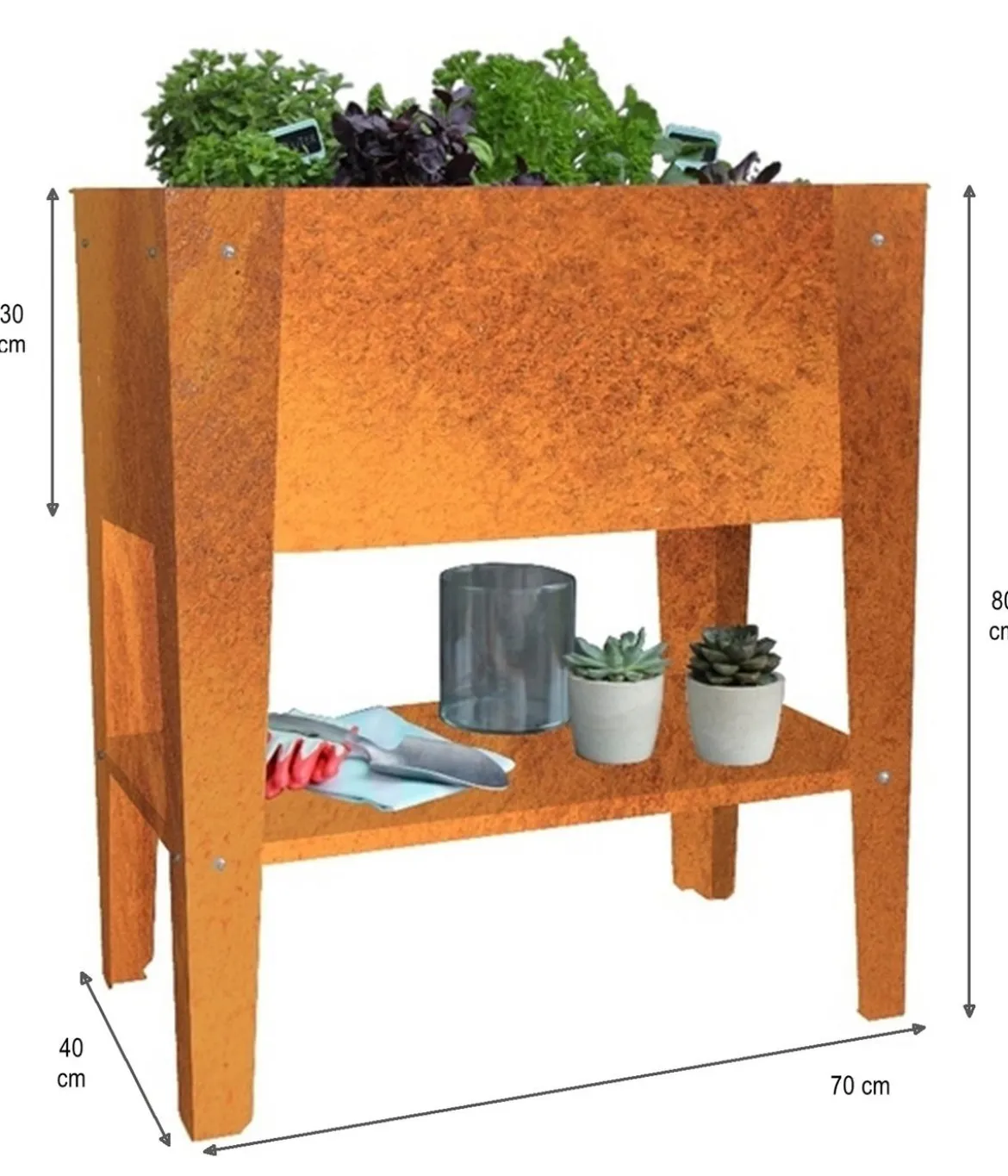 Palatino Cortenstahl-Tischbeet, ca. B70/H80/T40 cm