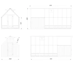 Palmako Gewächshaus Emilia mit Anbau, ca. B240/H286/T576 cm
