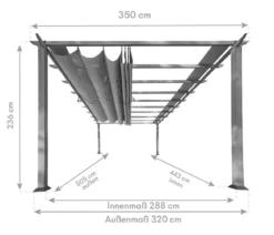 Paragon Outdoor-Pergola Florida 1116, inkl. Sonnensegel weiß, ca. B350,4/H236/T505 cm