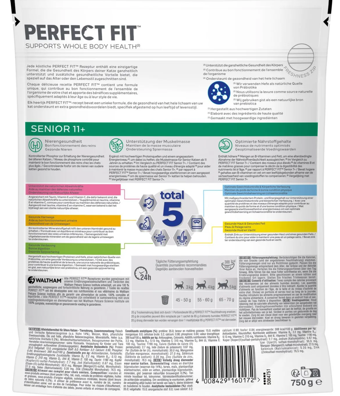 Perfect Fit® Trockenfutter für Katzen, Senior 11+, Huhn, 750 g