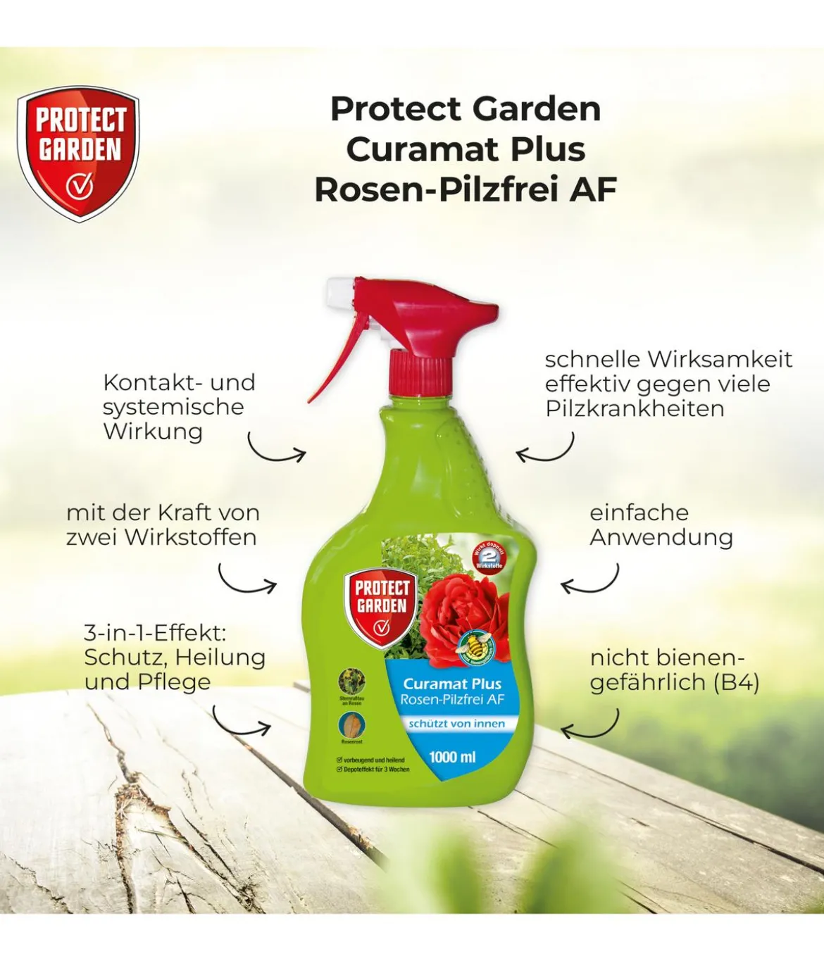 PROTECT GARDEN Curamat Plus Rosen-Pilzfrei AF, 1 Liter