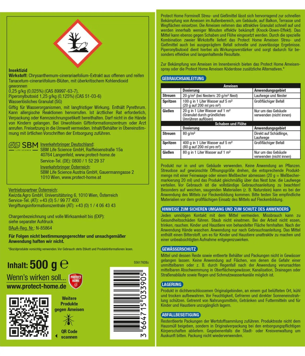 PROTECT HOME FormineX Ameisen Streu- und Gießmittel, 500 g