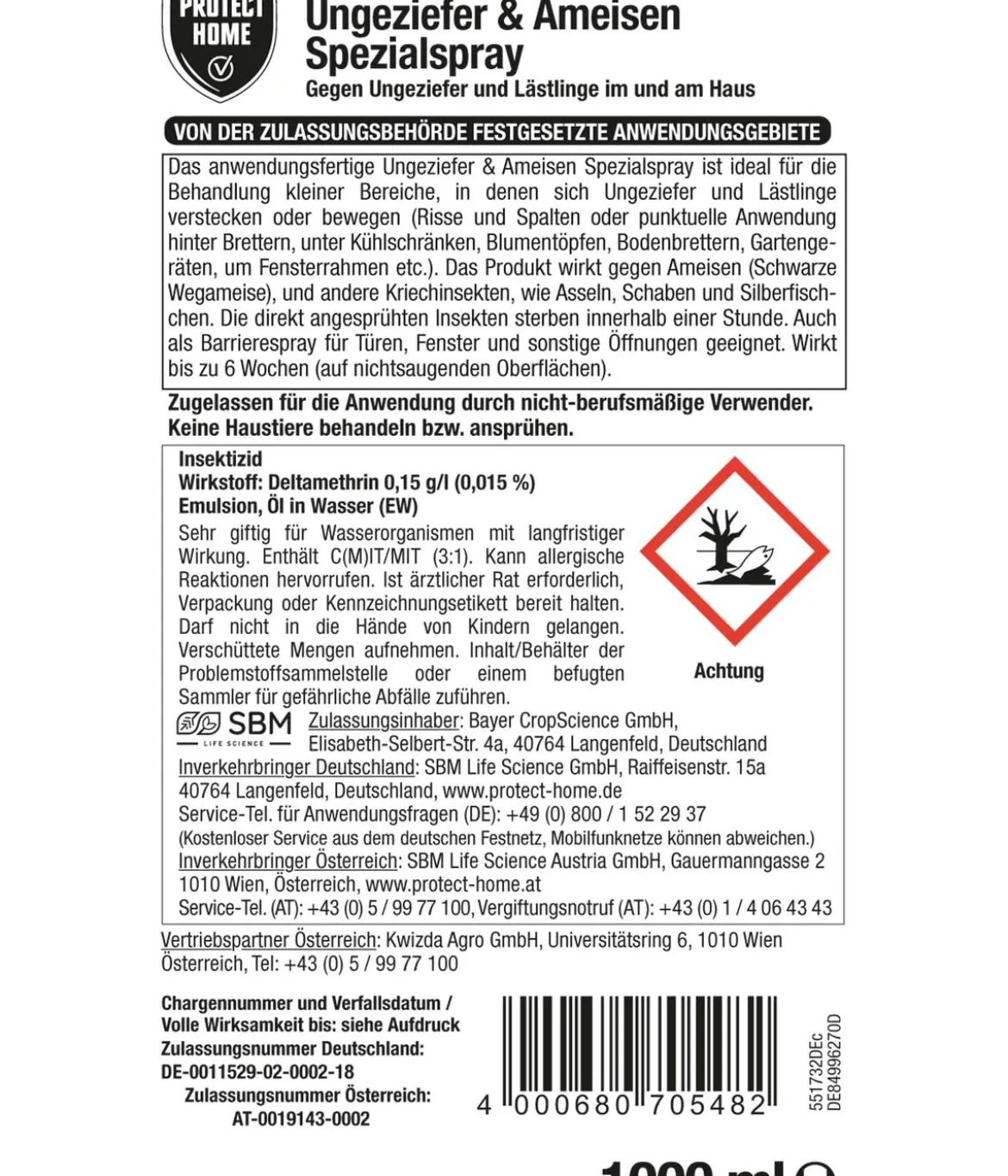 PROTECT HOME Forminex Ungeziefer & Ameisen Spezialspray, 1 Liter