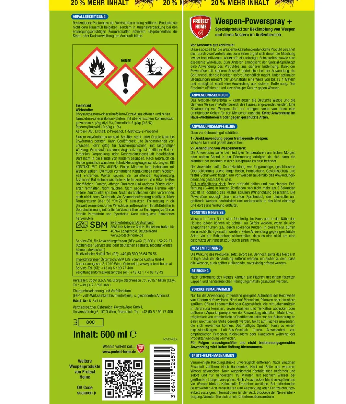 PROTECT HOME Forminex Wespen Power-Spray +, 600 ml