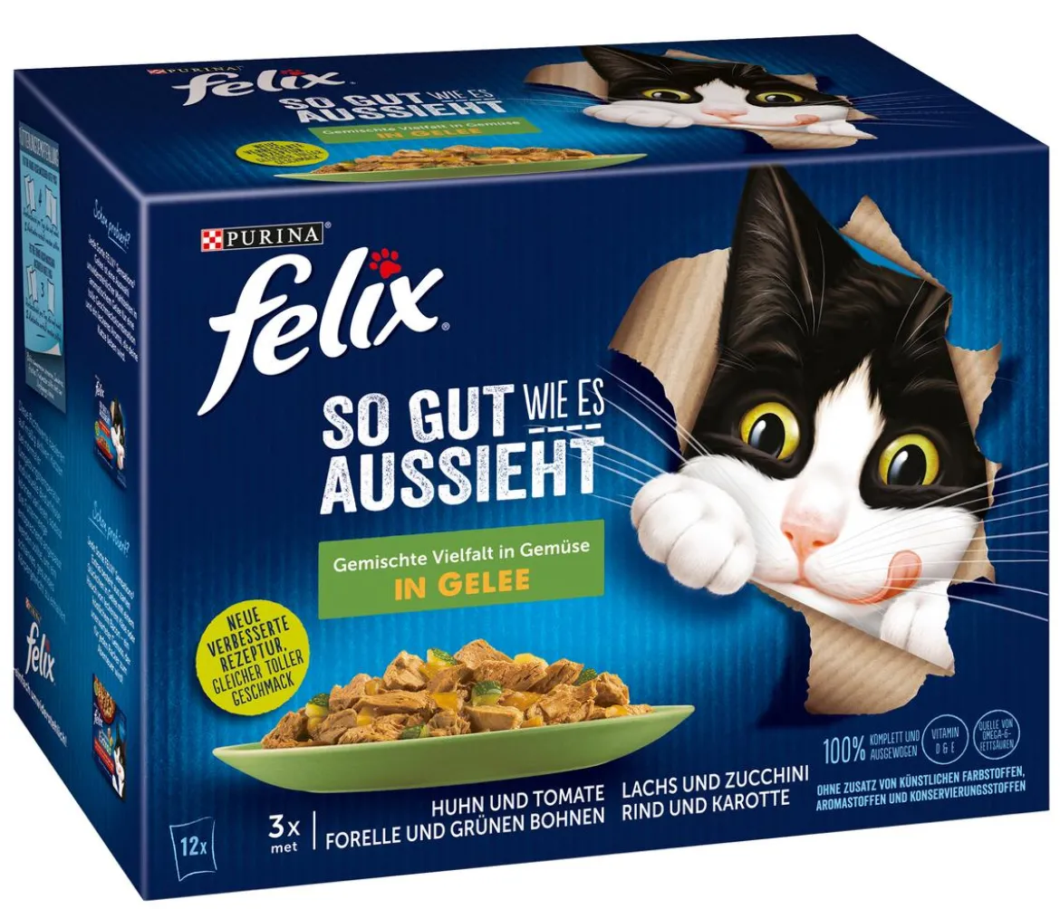 PURINA felix® Nassfutter für Katzen So gut wie es aussieht Gemischte Vielfalt, Gemüse