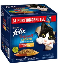 PURINA felix® Nassfutter für Katzen Doppelt Lecker Geschmacksvielfalt vom Land