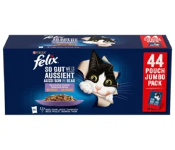 PURINA felix® Nassfutter für Katzen So gut wie es aussieht Gemischte Vielfalt in Gelee Adult, 44 x 85 g
