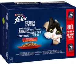 PURINA felix® Nassfutter für Katzen So gut wie es aussieht Geschmacksvielfalt vom Land in Gelee, 80 x 85 g