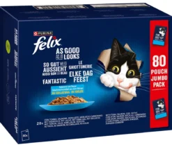 PURINA felix® Nassfutter für Katzen So gut wie es aussieht Geschmacksvielfalt aus dem Wasser in Gelee, 80 x 85 g