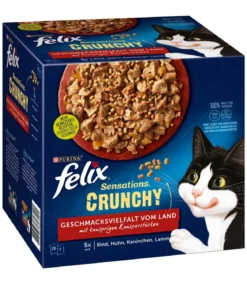 PURINA felix® Nassfutter für Katzen Sensations Crunchy Geschmacksvielfalt vom Land