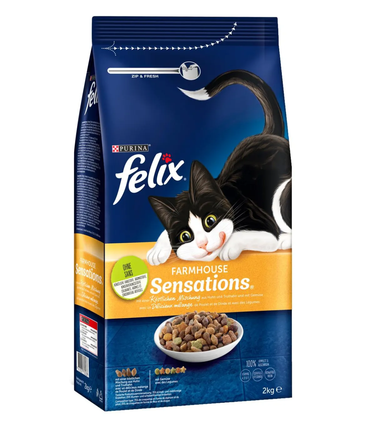 PURINA felix® Trockenfutter für Katzen Sensations, 2 kg
