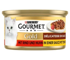 PURINA GOURMET™ Gold Nassfutter für Katzen Délicatesse en Sauce Adult, Rind & Huhn, 12 x 85 g