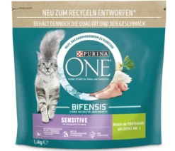 PURINA ONE® Trockenfutter für Katzen Sensitive, Adult, Truthahn, 1,4 kg