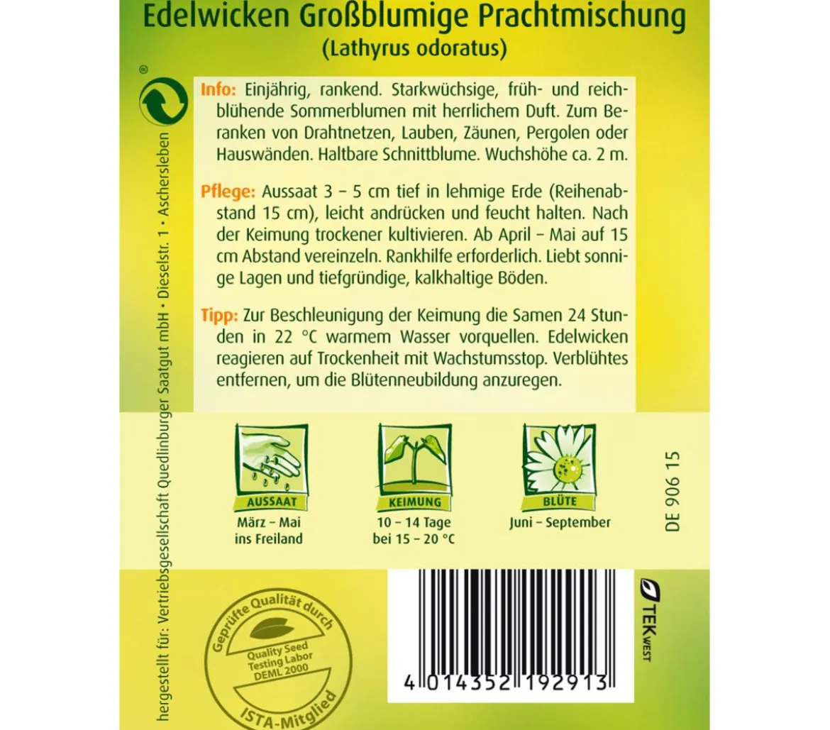 Quedlinburger Samen Edelwicke 'Grossblumige Mischung'