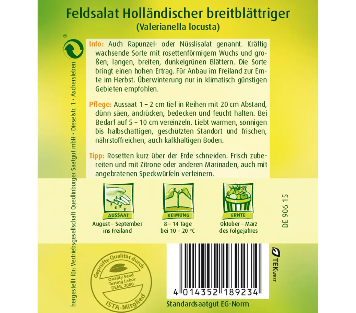 Quedlinburger Samen Feldsalat 'Holländischer Breitblättriger'