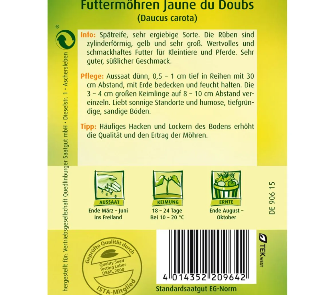 Quedlinburger Samen Futtermöhre 'Jaune du Doubs'