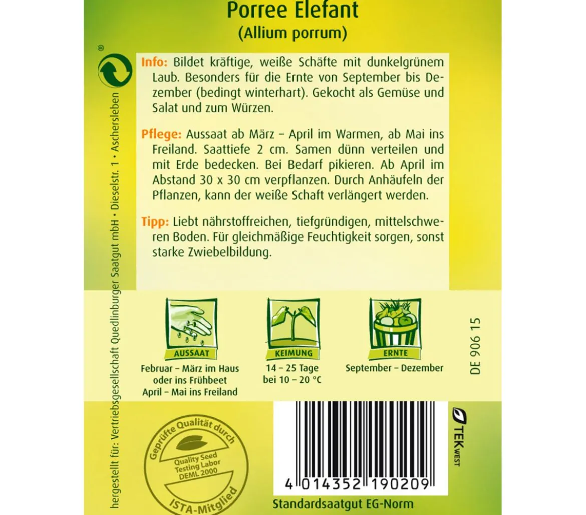 Quedlinburger Samen Porree 'Elefant'
