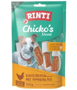 RINTI Hundesnack Chicko's Dent Kaustreifen mit Huhneinlage, Medium, 150 g