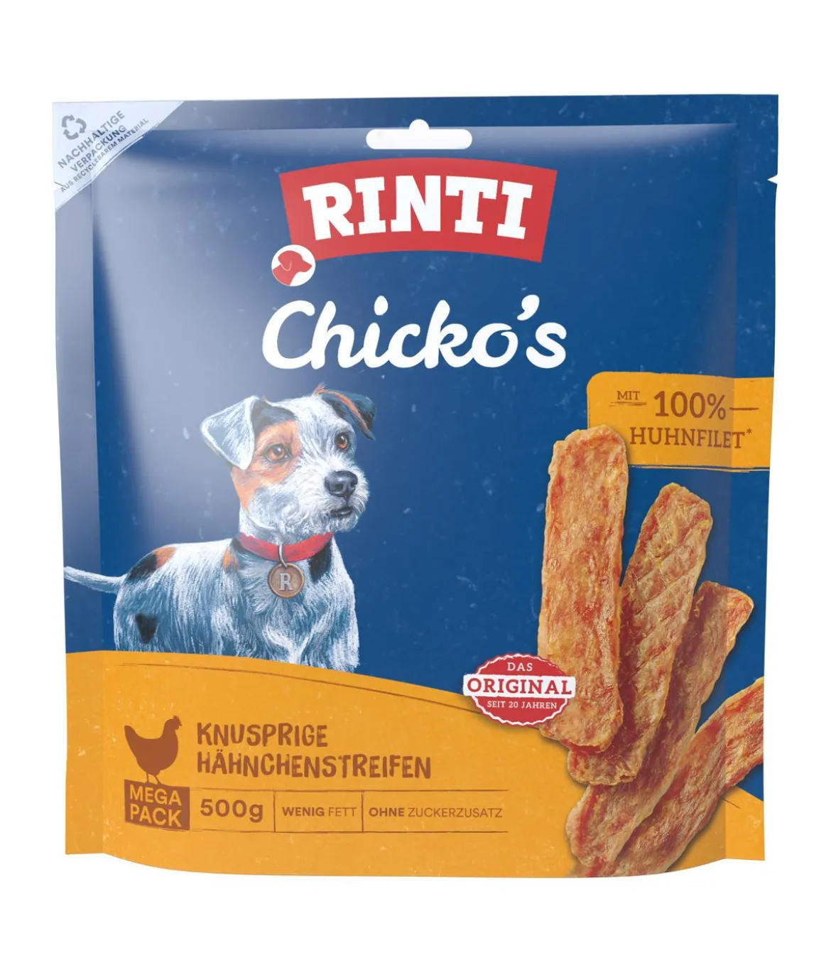 Rinti Hundesnack Chicko's Knusprige Hähnchenstreifen, 500 g