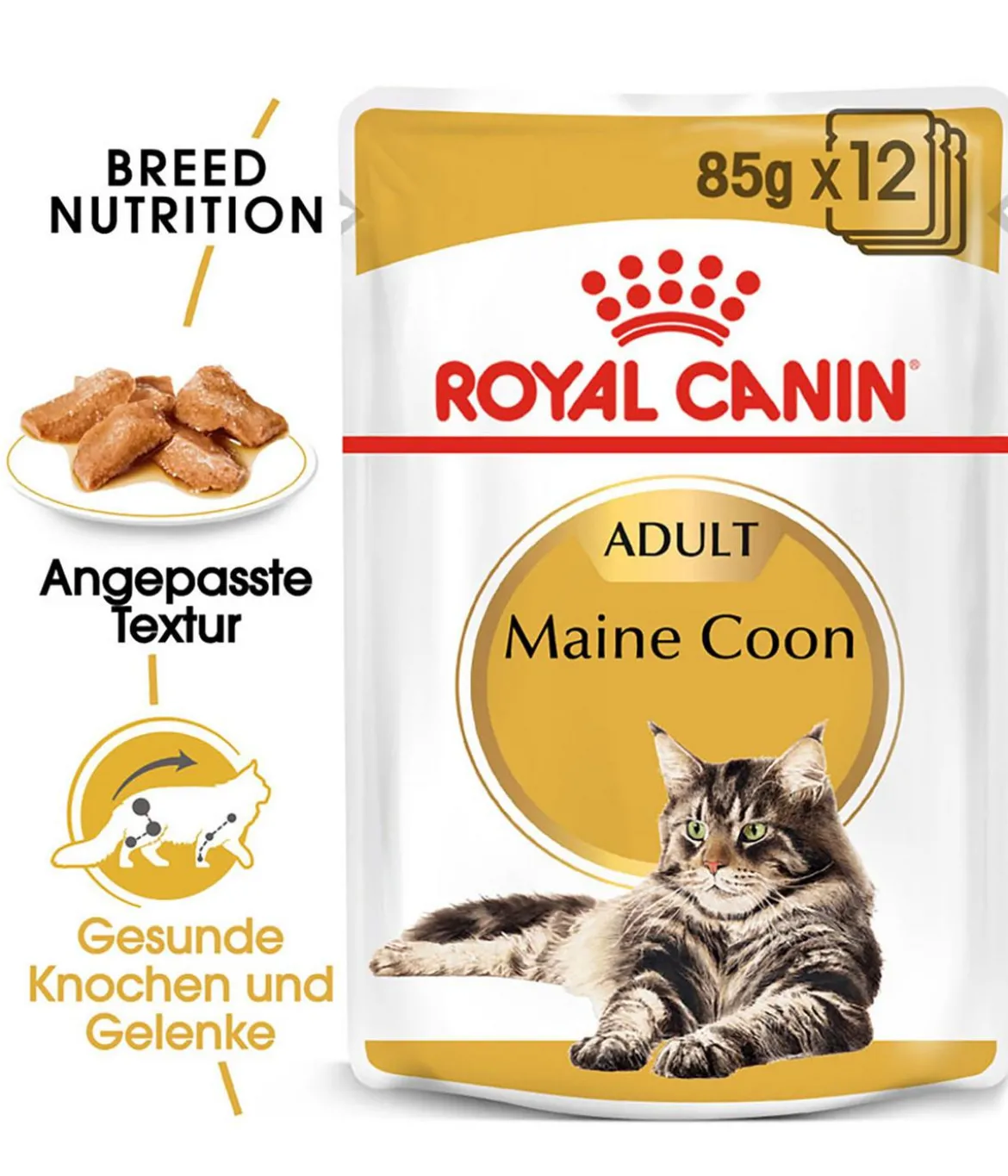ROYAL CANIN® Nassfutter für Katzen Maine Coon Adult in Soße, 12 x 85 g