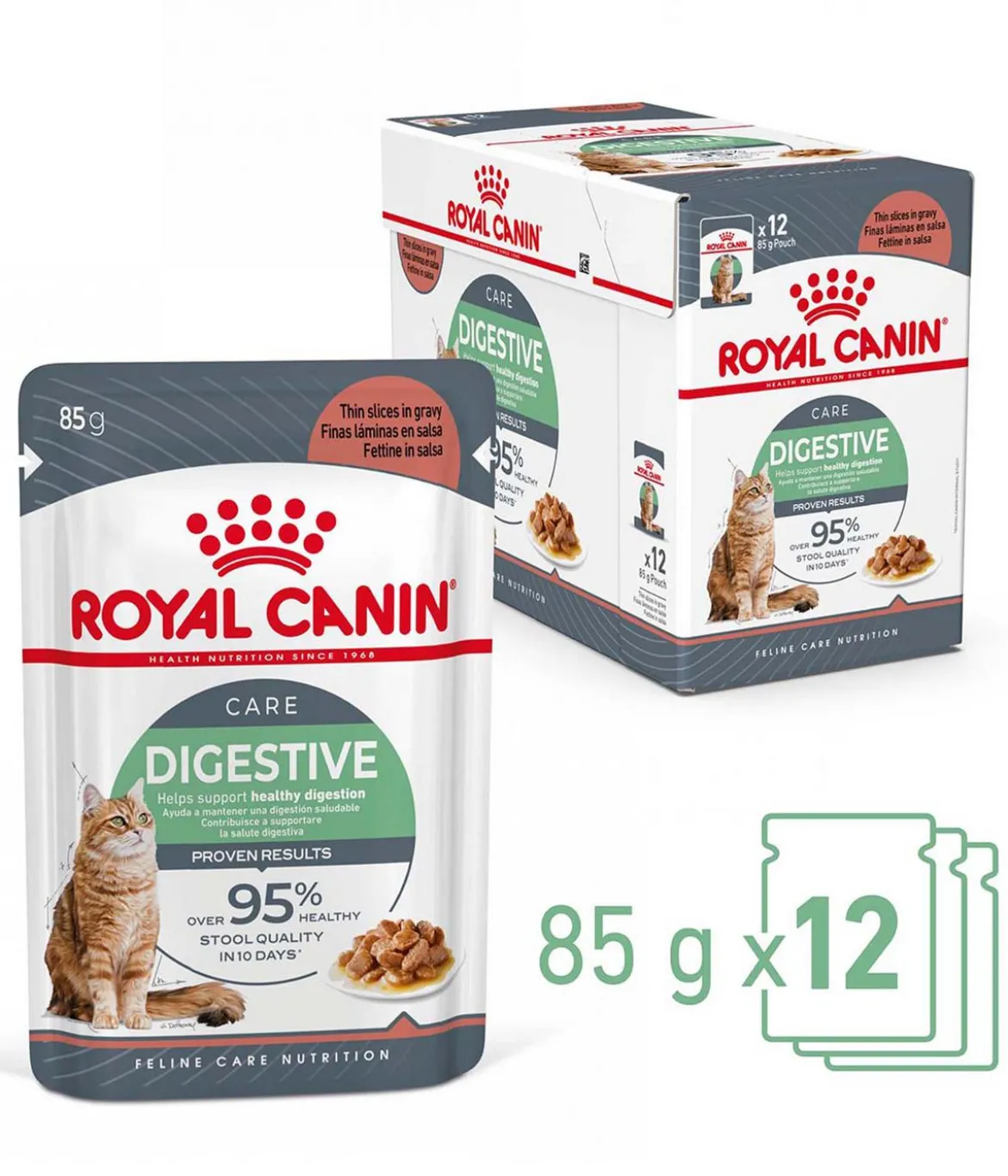 ROYAL CANIN® Nassfutter für Katzen Digestive Care in Soße, 12 x 85 g