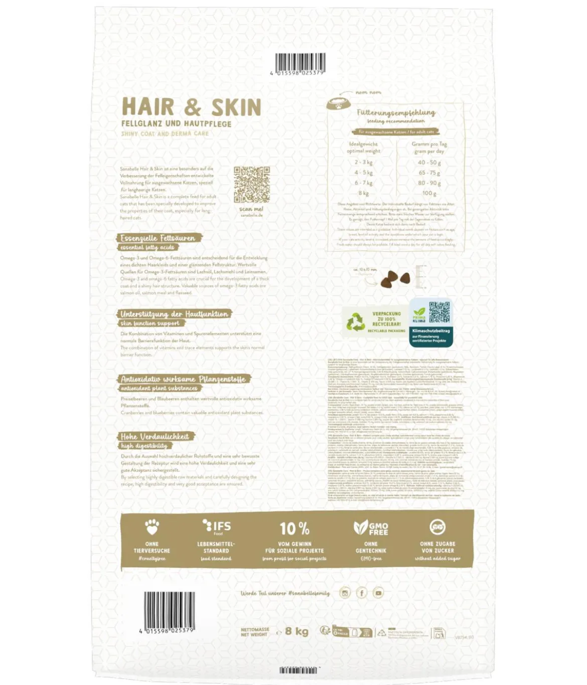 Sanabelle® Care Trockenfutter für Katzen Hair & Skin Adult, Geflügel